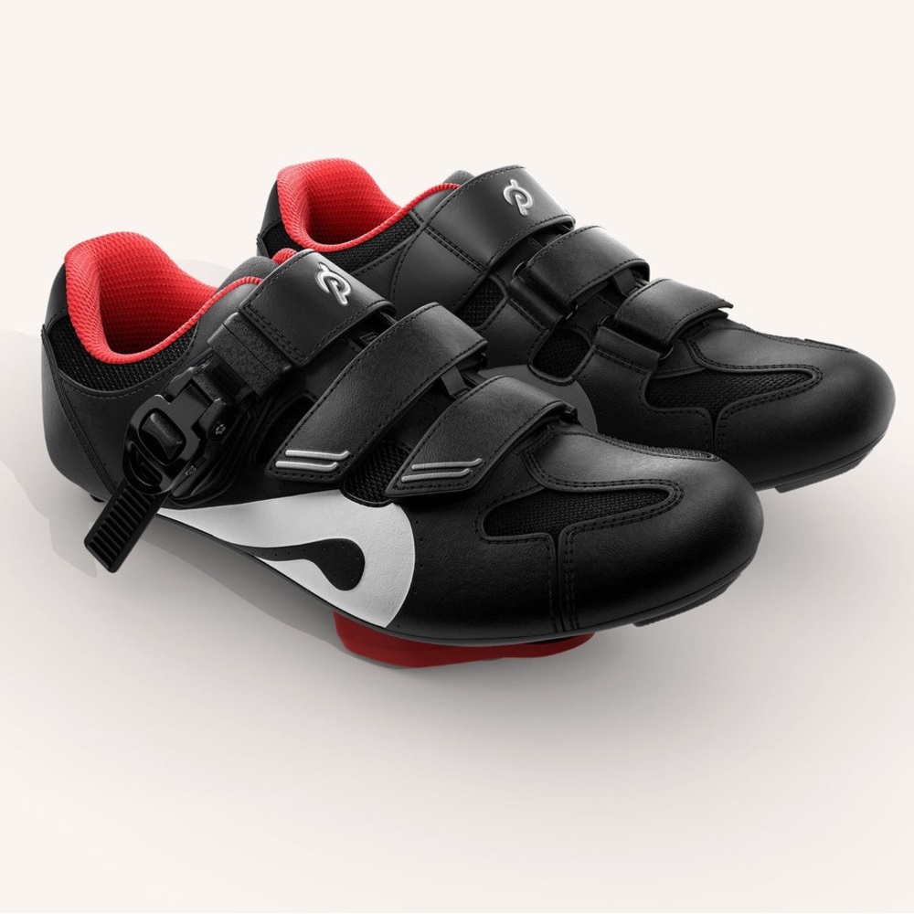 Peloton Cycling Shoes Black Red Indoor Leather Women’s Size 39 / US 8